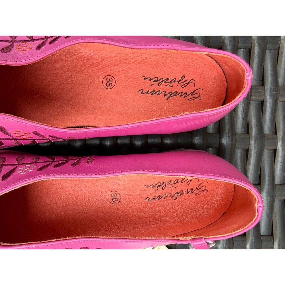 Gudrun Sjoden Lily Pink Leather Embroidered Floral Flat Shoes NWT UK 38/US 7.5 - Picture 10 of 10